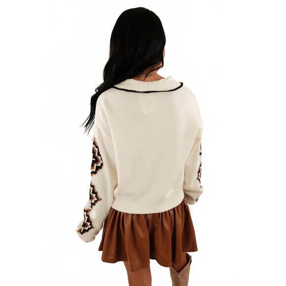 NEW ROWDY CROWD western belle cardigan in ivory - Picture 3 of 3